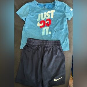 Nike toddler/baby dri-fit Navy Blue Shorts and light blue matching set